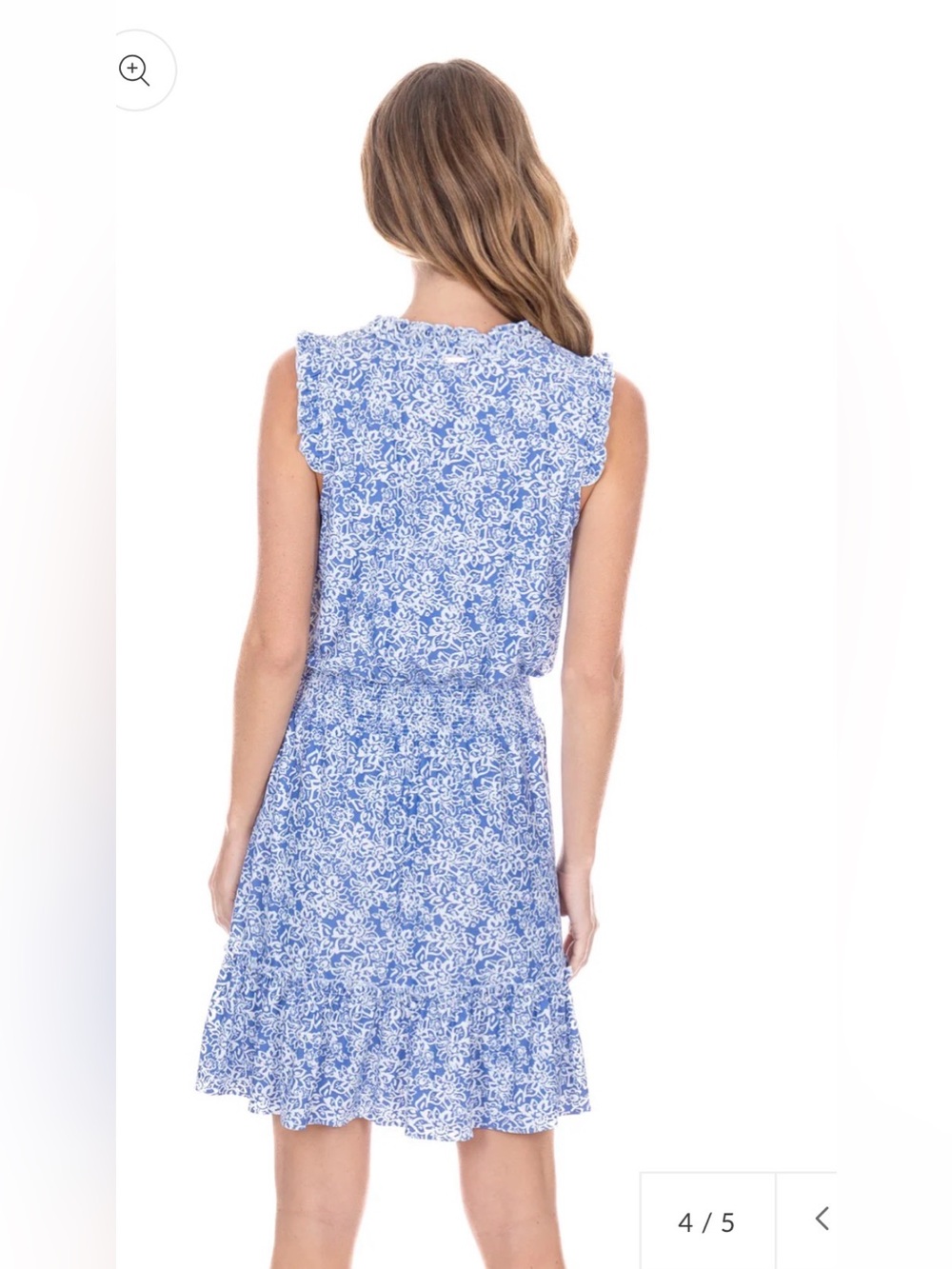 Cabana Life Lake Como Smocked Waist Sleeveless Blue Floral UPF 50 Dress Sz L NWT - Picture 2 of 15